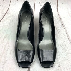 Nine West | patent leather open toe heels 10 black.